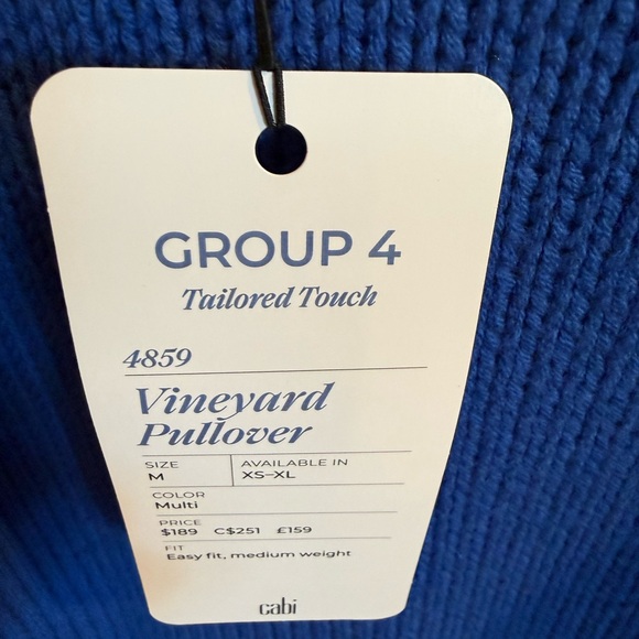 CAbi Blue and Burgundy Sweater with Green and White Accents - Picture 4 of 8